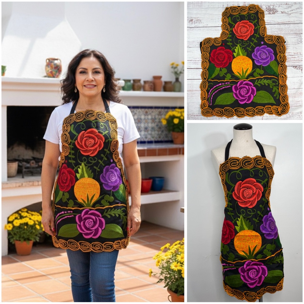 Mexican Embroidered Colorful Zinacantan Artisan Apron